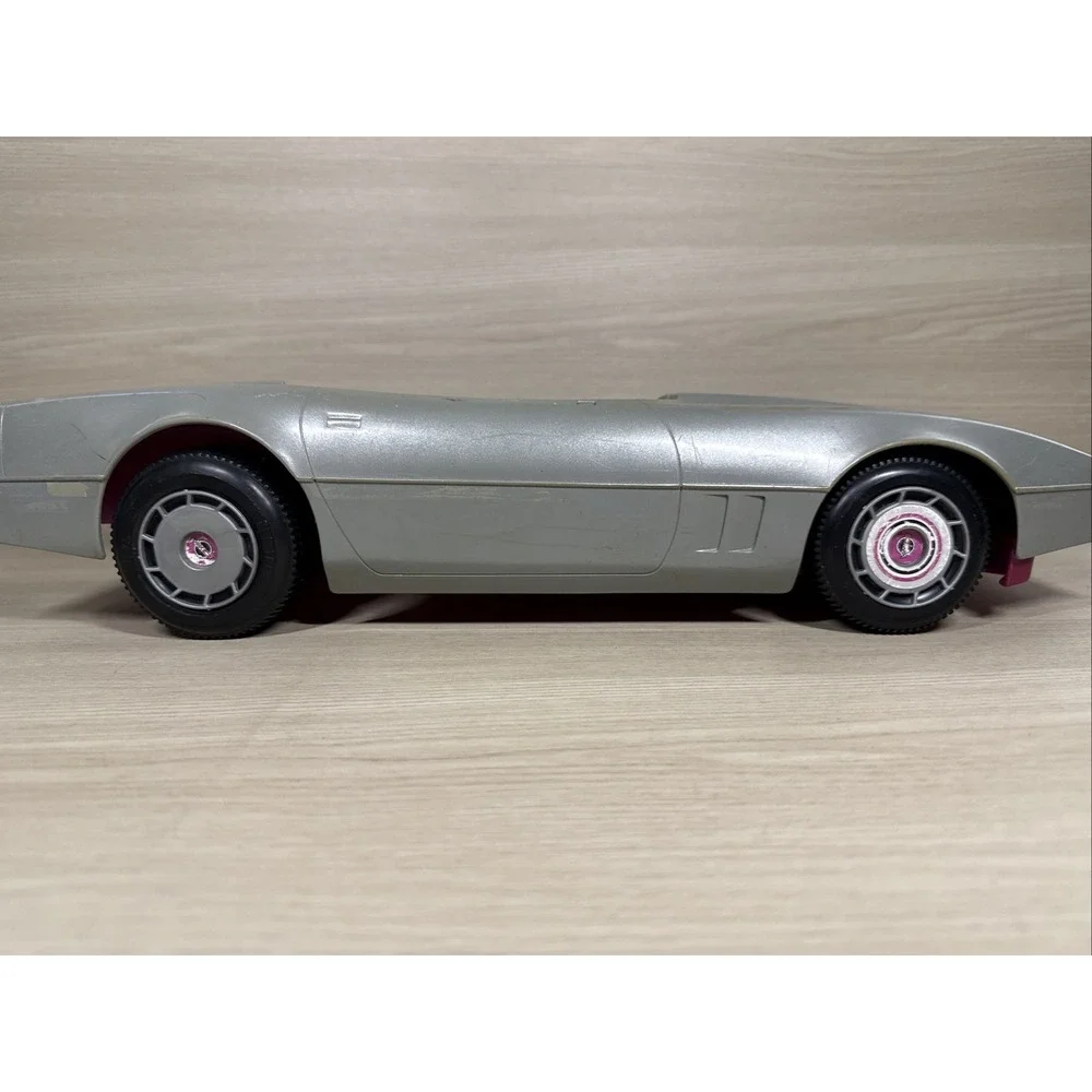 Barbie Silver Corvette Convertible Car  Retro 1984 Mattel Box For Parts Only